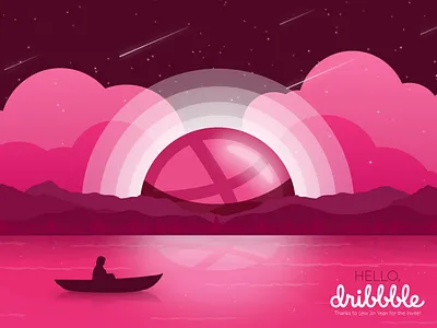 Hello Dribbble! design dribbble first shot hello dribbble illustraion pink vector