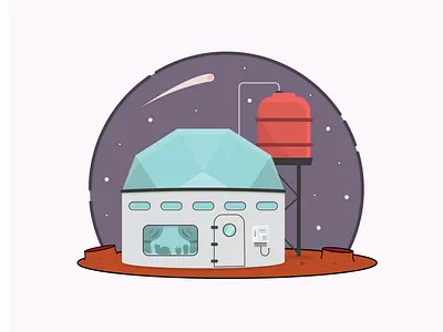 Mars Cabin flat illustration illustrator vector