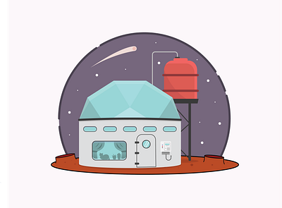 Mars Cabin flat illustration illustrator vector