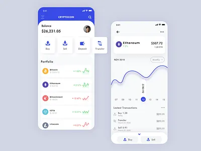 Cryptocoin App Concept clean coinbase concept crypto crypto exchange crypto wallet cryptocurrency mobile app mobile ui