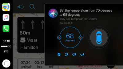 Voice UI for changing temperature app designer car dashboard carplay control design designer ideas siri temperature ui voice assistant voice command voice interface voice ui