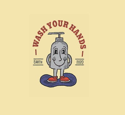 Wash Your Hands adobe cartoon cartoon illustration character colors coronavirus cupart design halftones happy illustration red shoes stayinside staysafe type typography vintage vintage design virus washyourhands