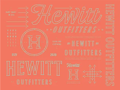 Hewitt Outfitters Pt. 3 arrows brand design branding clothing concept design h hewitt icon illustration letter lockup logo mark outfitter outline seal symbol type typography