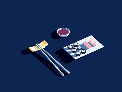 Sushi plate 3dfordesigners chopstick cinema4d illustration maki rice soy sauce sushi