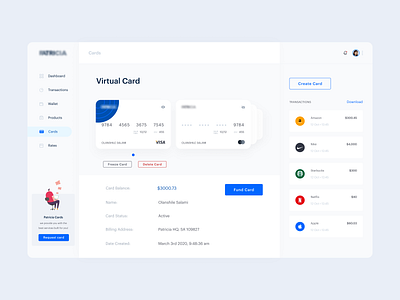 Virtual Cards app card design illustration interface design screen design ui ui ux ux ux process