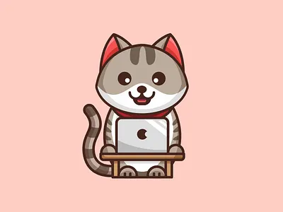 Working Cat adobe illustrator adorable animal cartoon cat character chubby cute exhausted funny humor illustration joke mascot pet relaxing tshirt weekend work working