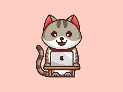 Working Cat adobe illustrator adorable animal cartoon cat character chubby cute exhausted funny humor illustration joke mascot pet relaxing tshirt weekend work working