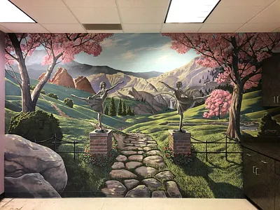 Hand painted custom designed mural ballet handpainted mural painting