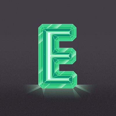 Emerald 36daysoftype emerald emerald cut gems gemstones grain effect grainy green illustration illustrator letter precious stones shiny stones vector