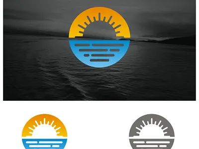 sun and sea animation design icon illustration logo vector