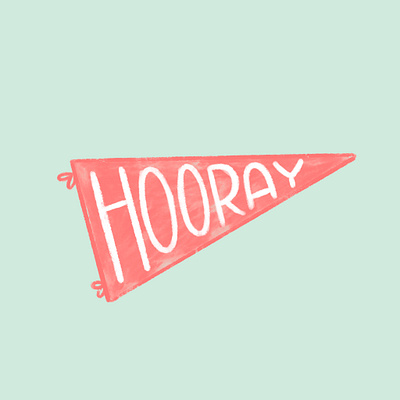 Hooray Today bold bright calligraphy cheer color colorful cute flag flag design fun hand lettering happy hooray illustrative illustrative illustration lettering design pink positive whimsical whimsy