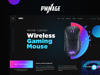 Pwnage Gaming Mouse agency dark dark website design design game design gaming gaming mouse gaming mouse design gaming mouse design mouse rgb tech product tech product tech website design ui webdesign