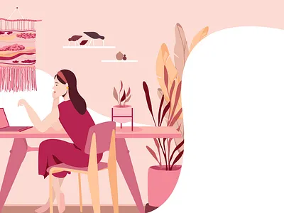 Book illustration wip adobe book illustration character design flat design girl sitting at desk illustration illustrator portfolio vector vector illustration