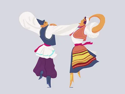 Romanian Traditional Dance 2d animation animation 2d animation after effects dance dancers dribbble gif illustration motiondesign romanian romanian traditional dance traditional vector animation