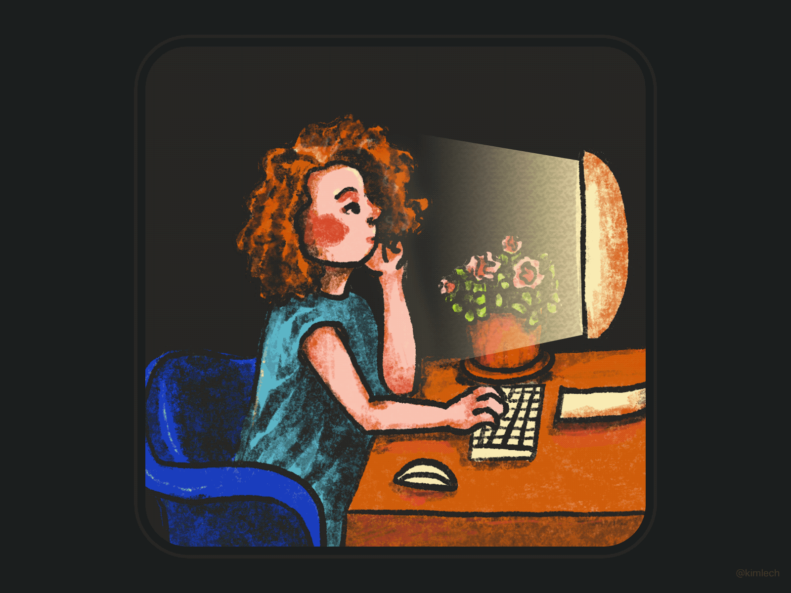 WFH animated art computer illustration photoshop procreate watch wfh woman