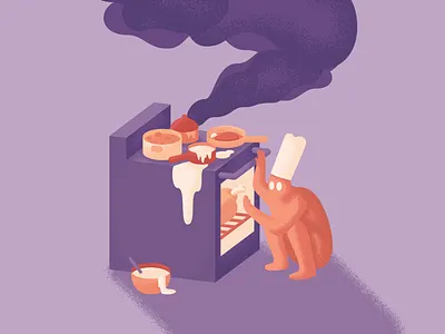 Cooking Up A Storm chef cook cooking coronavirus covid 19 covid19 epidemic home cooking illustration kitchen messy oven storm stove vector