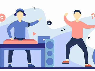 Party with DJ Music Flat Illustration dj flat illustration flatdesign music vector