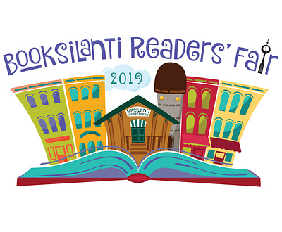 Booksilanti Illustrated Logo depot town illustrator logo logo design ypsilanti