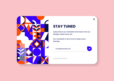 Daily UI #26 - Subscribe branding colorful colorful art dailyui dailyui 026 dailyuichallenge geometric geometric design geometric pattern newsletter overlay popup subscribe subscribe form subscription subscription box ui uidesign webdesign