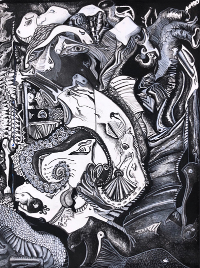 Fascinations Galore abstract art art charcoal creatures dali drawing illustration salvador dali surrealism