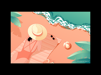 Illustrations for Shengsi - 基湖沙滩 art beach branding girl illustration jihushatan landscape retro vector vintage 基湖沙滩 嵊泗 设计 风景