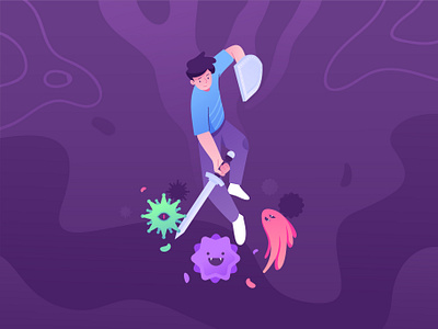 Fight the virus illustration concept for Corona Campaign character corona coronavirus flat illustration illustration illustrations purple ui vector vector illustration virus