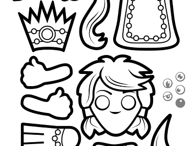2D RollMonster Princess 2dgameartguru activity colouring craftsheets illustration kids papercraft vector