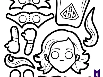 RollMonster Superhero 1 2dgameartguru activity colouring colouring book craftsheets illustration kids papercraft vector