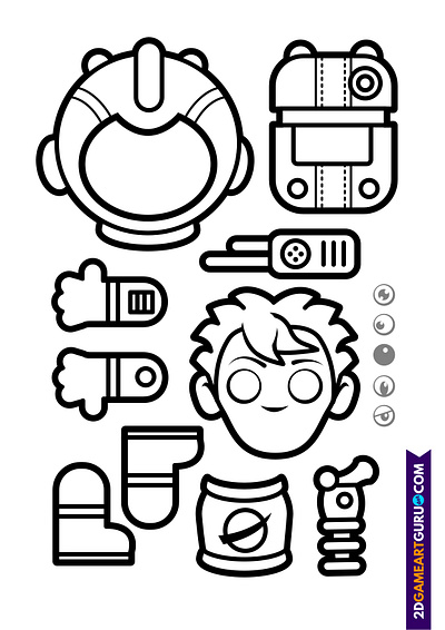 2D RollMonster Astronaut 2dgameartguru activity colouring colouring book craft craftsheets illustration kids papercraft vector