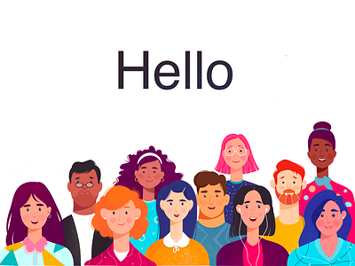 crowd illustration 2d character character design design flat flat illustration hello illustration office procreate ui vectorart