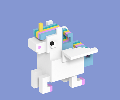 Magic Unicorn In Voxel Art 3d character characterdesign cubic cute illustration isometric magicavoxel voxel voxelart