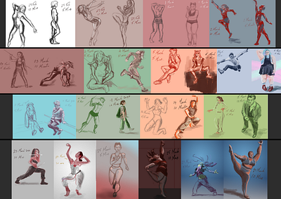 Quick Figure Studies March 2020 2d art figure drawing illustration