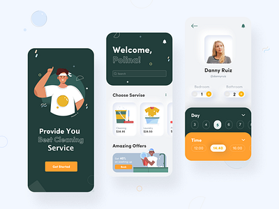 Cleaning Service App afterglow app clean cleaning app cleaning company illustration mobile mobile app offers service app washing