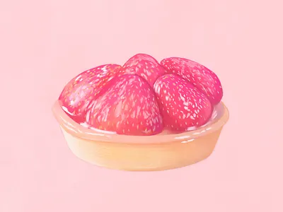 Strawberry Tart color pencil digital artist food food illustration illustration photoshop pink procreate