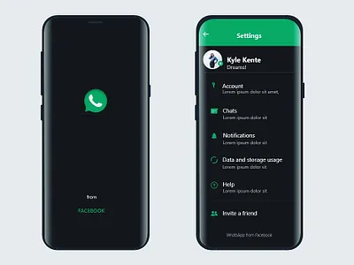 WhatsApp Dark Mode Redesign adobe xd brand brand design branding daily 100 challenge dailyui design facebook figma green logo settings page socialmedia socialshare trending trending designs uiux uiuxdesign ux whatsapp