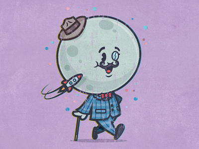 Fly me to the moon cartoon cartoon design character design comic illustration mascot mascot character mascot design mascot logo moon retro mascot vector