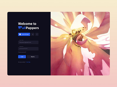 Mac OS Wallpaper App authorization button dark theme design design app flower image input interface login logo macos osx password picture screen sign up splitscreen ui wallpaper