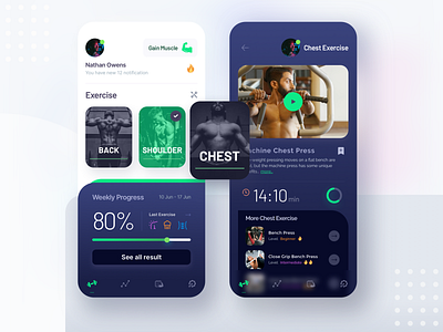 Exercise screen - Fitness App - fitness fitness app fitness center health healthy mobile app sketch sport sport app ui ui kit ux