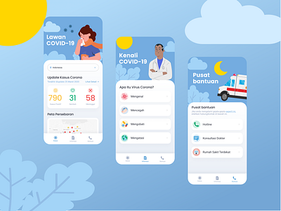 Corona Virus App app art best design best shot corona coronavirus flat flatdesign illustration minimal ui ux web website