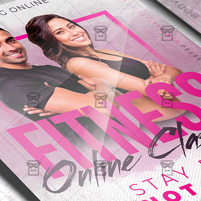 Online Fitness Classes Template - Flyer PSD + Instagram Ready Si gym flyer psd gym training online yoga online yoga online