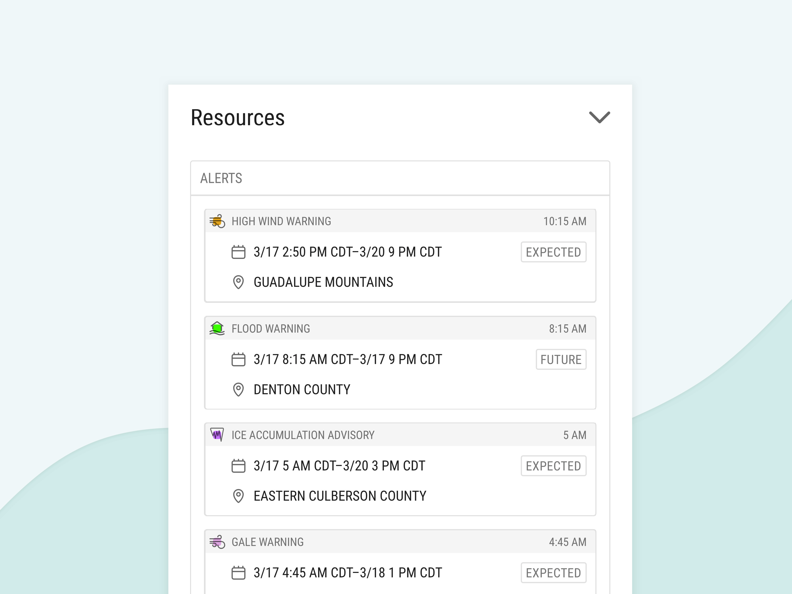 Example of Weather App Alerts