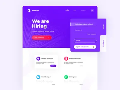 Jobs Search Website - Landing Page clean ui colors icons jobsite landing landing page login login design simple design ui ux web webdesign website website concept