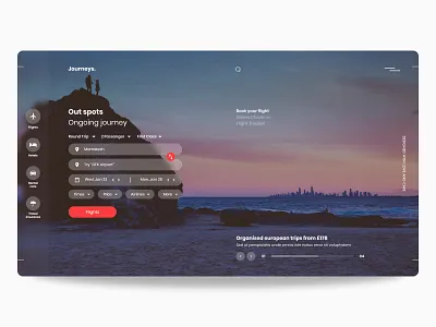 Journeys. airline concept design design homepage interaction interface landing page minimal minimal design minimalism ui user user experience user interface ux web web design
