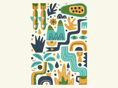 Wanderlust coffee flat graphic halftones illustration leaves mountains palm trees retro snake texture vector wanderlust