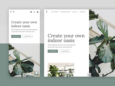 Houseplant Subscription Web Design - Mobile houseplants indoor gardening landingpage minimal mobile plants responsive ui ux ui webdesign website