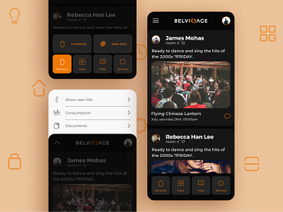 BELVILLAGE - A new experience app for domotic control apartament apartments apartments for sale app design domo domotic domotic app domotic controls flat geometric icon interaction design interactions interface menu design smart home app smart house ui ux