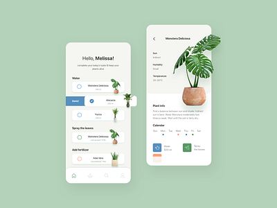 Plant Care App - concept design app design app designer portfolio home page ios mobile mobile app plant plant app plant care product design sketch to do list ui ui design uidesigner ux uxdesign