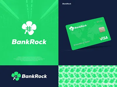BankRock - Bank Credit Card Brand Identity Design app logo bank bank banking best logo bank logo brand branding identity brand guideline branding business clever smart modern company covid19 creative design credit card design finance minimalist logo money graphic design designer hash logo leaf logo logo design mark logomark brandmark vector