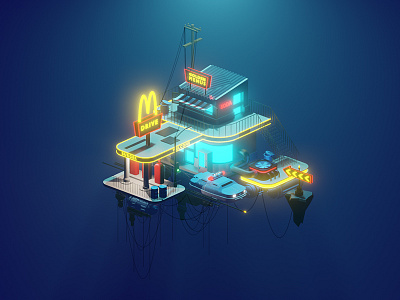 Render 3D exercice 3/4 - from police car ;) 5thelement blender blender3d building design fly fog illustration illustrations isometric leeloo multipass render rendering