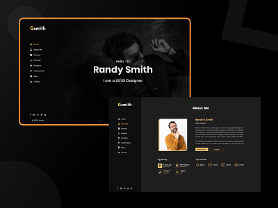 GSmith_Personal Portfolio black portfolio branding clean cv design dark portfolio dark theme dark theme ui landing page design minimal modern personal portfolio personal portfolio personal resume ui design ui designers uiux web website design